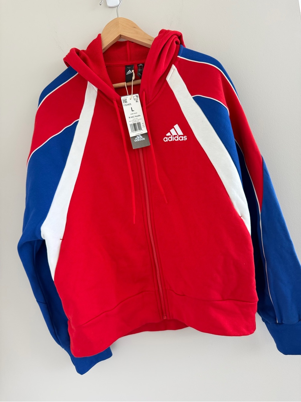 NWT Adidas Hoodie Womens L Sporty Jacket Athletic Y2K Streetwear Athleisure Chic